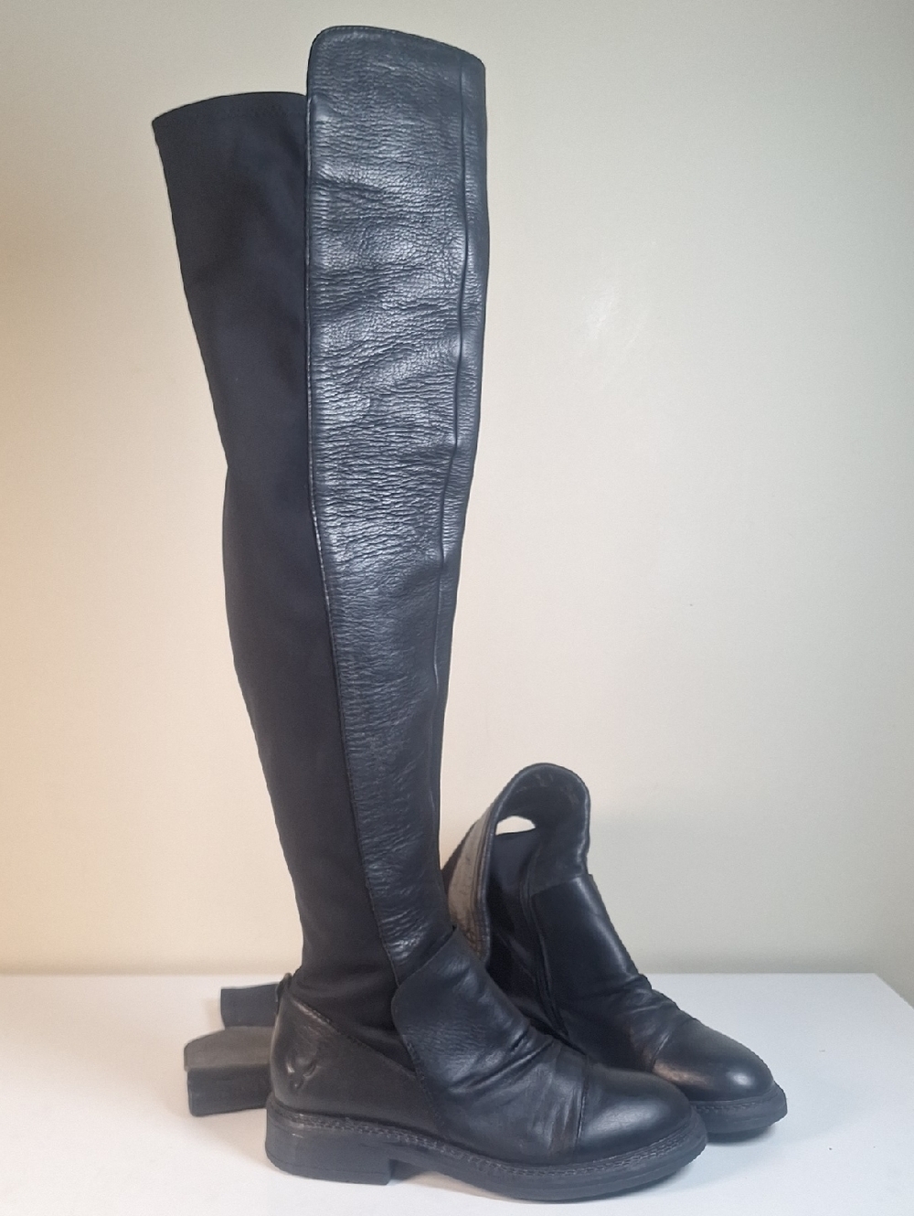Rudsak Thigh High Leather Rubber Sole Boots Size EU 36